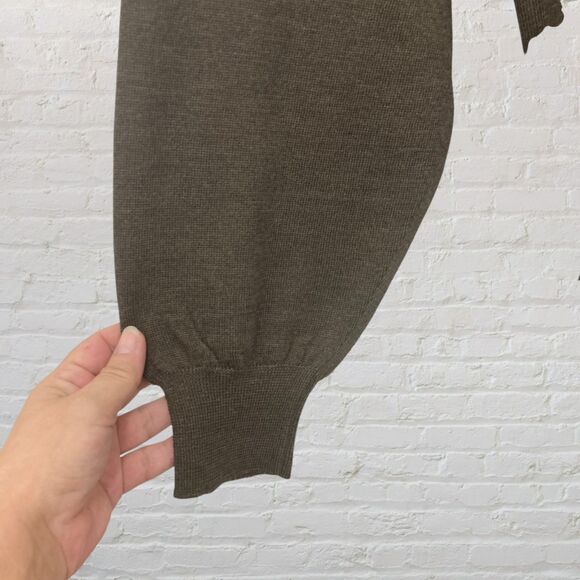 🇮🇹 FiJi Italian Wool Sweater XL Mock Neck Brown Woolmark Made Italy - Picture 8 of 16